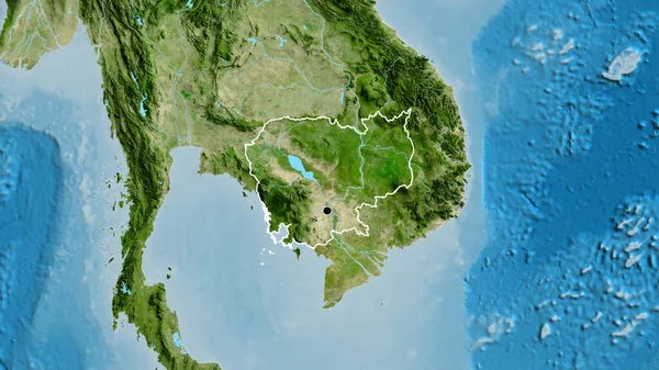 Крупный План Пограничной Зоны Камбоджи Спутниковой Карте Отличный Момент Очертания — стоковое фото