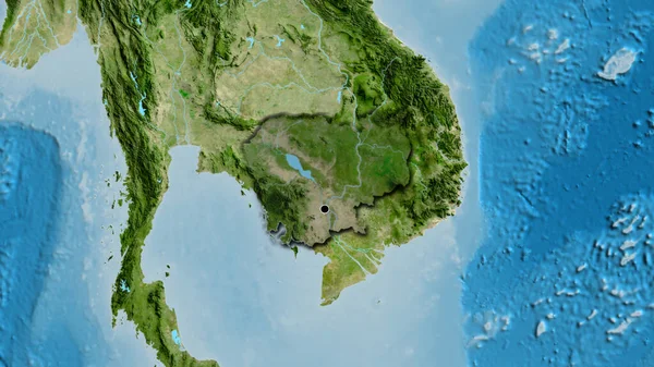 Крупный План Пограничной Зоны Камбоджи Выделяющийся Тёмным Наложением Спутниковую Карту — стоковое фото