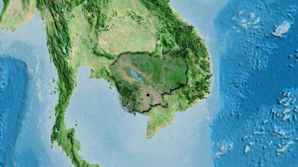 Kambodzsai Határ Menti Terület Közelsége Amely Egy Műholdas Térképen Sötét — Stock Fotó