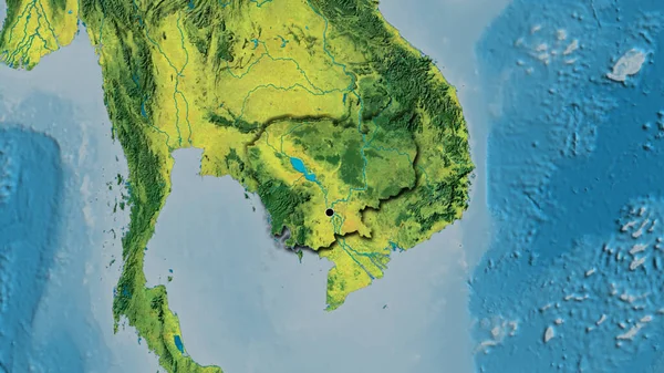 Primer Plano Zona Fronteriza Camboya Mapa Topográfico Punto Capital Bordes —  Fotos de Stock