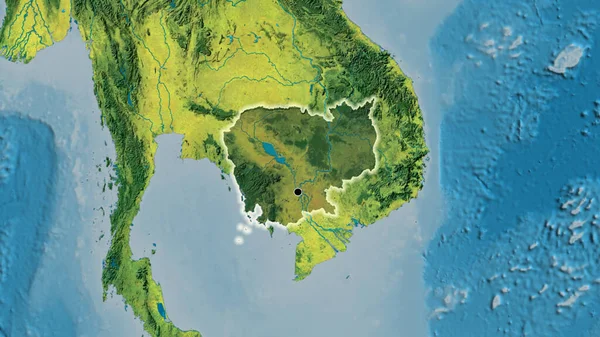 Kambodzsai Határ Menti Terület Közelsége Amely Egy Topográfiai Térképen Sötét — Stock Fotó
