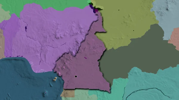 Cameroun Sınır Bölgesinin Bir Idari Haritada Yakın Plan Görüntüsü Ana — Stok fotoğraf