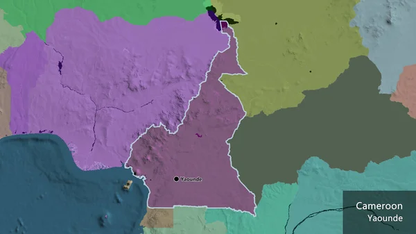 Närbild Kameruns Gränsområde Administrativ Karta Huvudpunkt Runt Landet Landets Engelska — Stockfoto