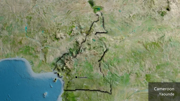 Närbild Kameruns Gränsområde Satellitkarta Huvudpunkt Skalade Kanter Landet Form Landets — Stockfoto