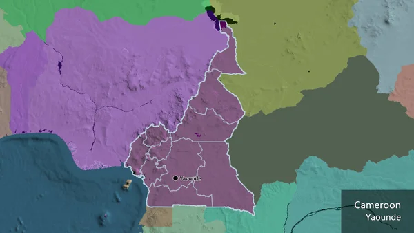 Närbild Gränsområdet Mellan Kamerun Och Dess Regionala Gränser Administrativ Karta — Stockfoto