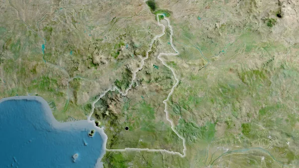衛星地図上のカメルーン国境付近の閉鎖 資本ポイント 全国に光る — ストック写真
