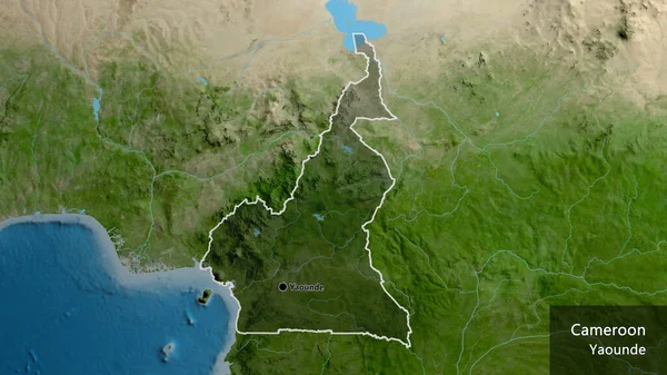 Крупный План Приграничной Зоны Камерун Темным Наложением Спутниковую Карту Отличный — стоковое фото