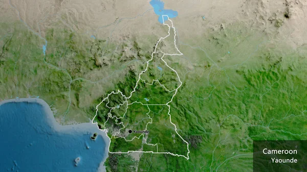 Närbild Gränsområdet Mellan Kamerun Och Dess Regionala Gränser Satellitkarta Huvudpunkt — Stockfoto