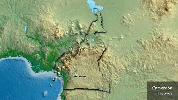 Närbild Kameruns Gränsområde Fysisk Karta Huvudpunkt Skalade Kanter Landet Form — Stockfoto