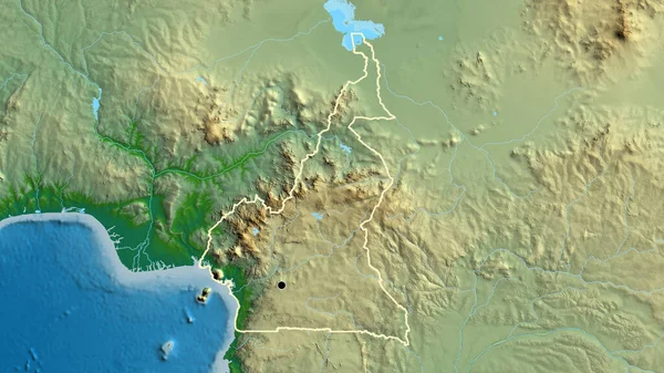 Närbild Kameruns Gränsområde Fysisk Karta Huvudpunkt Skissera Runt Landet Form — Stockfoto