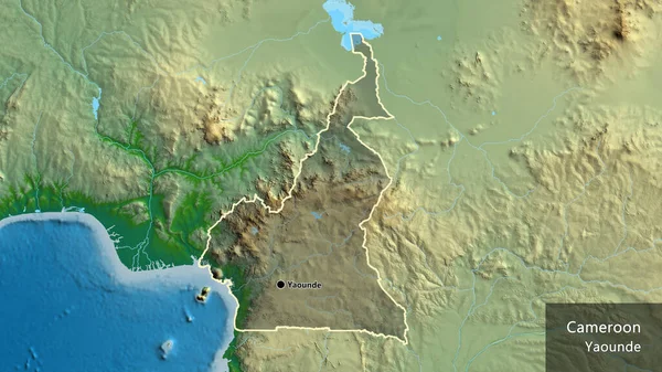 Nahaufnahme Des Kamerunischen Grenzgebiets Hervorgehoben Durch Ein Dunkles Overlay Auf — Stockfoto
