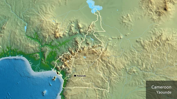 Primer Plano Zona Fronteriza Camerún Sus Fronteras Regionales Mapa Físico — Foto de Stock