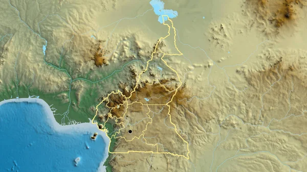 カメルーン国境地域とその地域の国境線が地図上でクローズアップされている 資本ポイント 全国の概要 — ストック写真