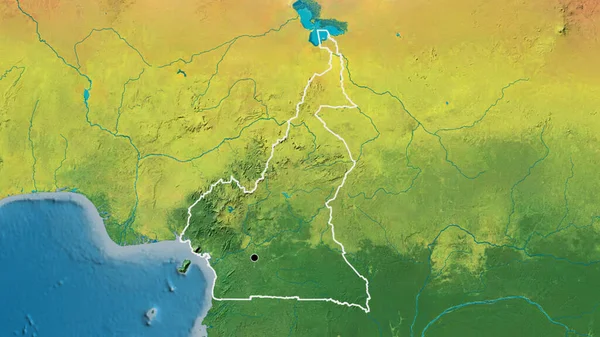 Close Área Fronteira Camarões Mapa Topográfico Ponto Capital Esboço Torno — Fotografia de Stock