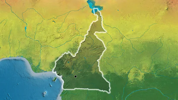 Close Cameroun Border Area Highlighting Dark Overlay Topographic Map Capital — Stock Photo, Image