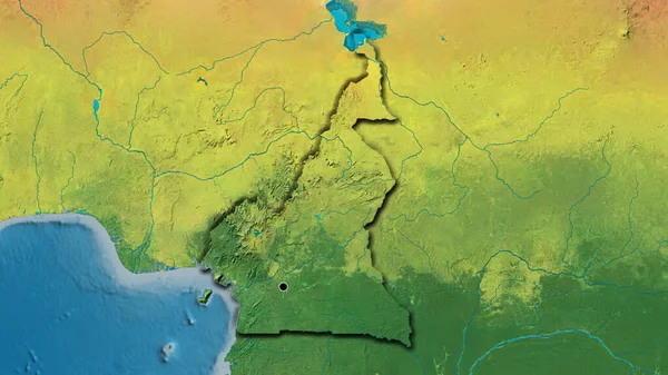 Detailní Záběr Pohraniční Oblasti Kamerunu Topografické Mapě Fakt Zkosené Hrany — Stock fotografie