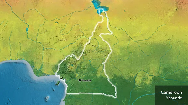 Gros Plan Frontière Camerounaise Sur Une Carte Topographique Point Capital — Photo