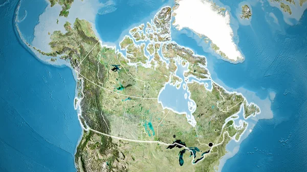 Primer Plano Zona Fronteriza Canadá Sus Fronteras Regionales Mapa Satelital — Foto de Stock