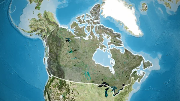 Közelkép Kanadai Határ Menti Területről Amely Egy Műholdas Térképen Sötét — Stock Fotó