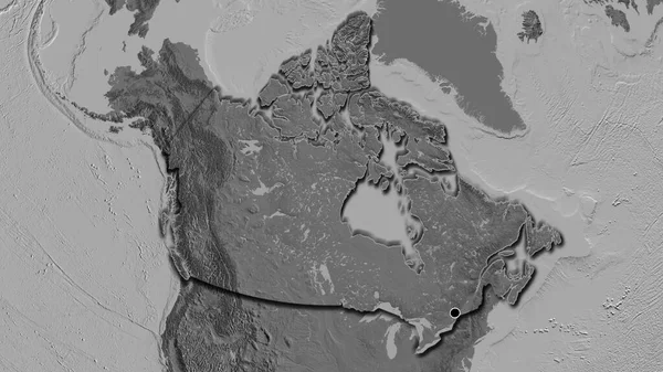 Close Canada Border Area Bilevel Map Capital Point Bevelled Edges — Stock Photo, Image