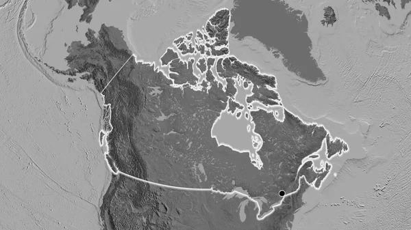 Närbild Kanadas Gränsområde Bilnivåkarta Huvudpunkt Glow Runt Landet Form — Stockfoto