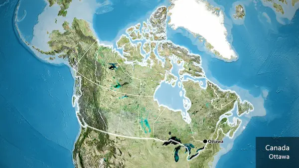Close Canada Border Area Its Regional Borders Satellite Map Capital — Stock Photo, Image