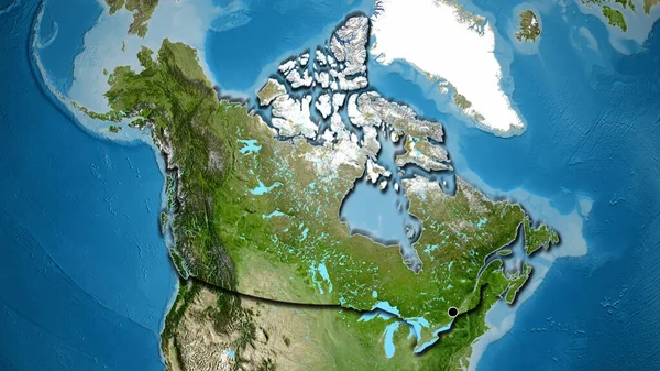 Närbild Kanadas Gränsområde Satellitkarta Huvudpunkt Skalade Kanter Lantformen — Stockfoto