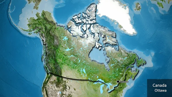 Närbild Kanadas Gränsområde Satellitkarta Huvudpunkt Skalade Kanter Landet Form Landets — Stockfoto