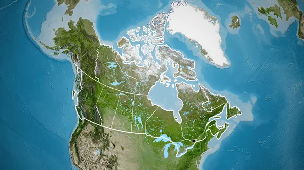カナダ国境地域の閉鎖と衛星地図上のその地域の境界線 資本ポイント 全国の概要 — ストック写真