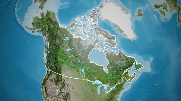 衛星地図上のカナダ国境地域の閉鎖 資本ポイント 全国の概要 — ストック写真