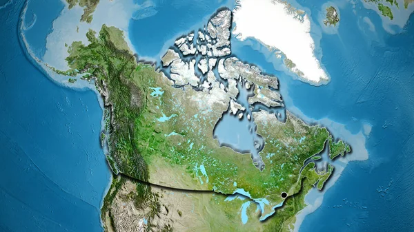 Närbild Kanadas Gränsområde Satellitkarta Huvudpunkt Skalade Kanter Lantformen — Stockfoto