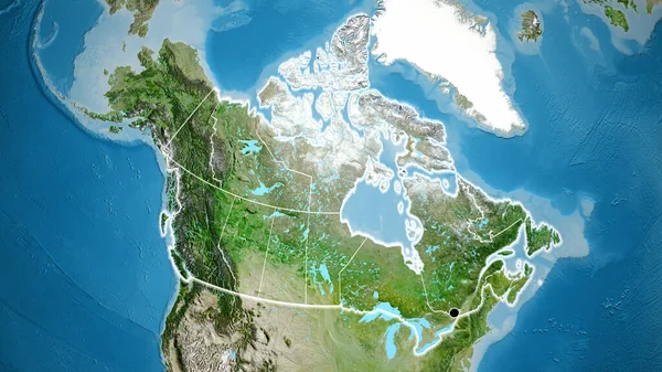 Primer Plano Zona Fronteriza Canadá Sus Fronteras Regionales Mapa Satelital —  Fotos de Stock