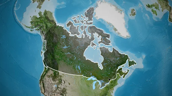 Close Canada Border Area Highlighting Dark Overlay Satellite Map Capital — Stock Photo, Image