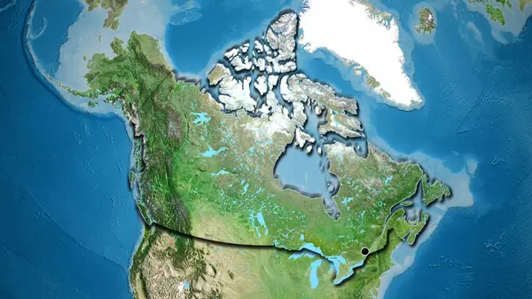 Nahaufnahme Des Kanadischen Grenzgebiets Auf Einer Satellitenkarte Kapitalpunkt Abgeschrägte Ränder — Stockfoto