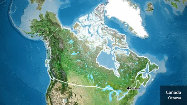 Primo Piano Della Zona Confine Del Canada Una Mappa Satellitare — Foto Stock