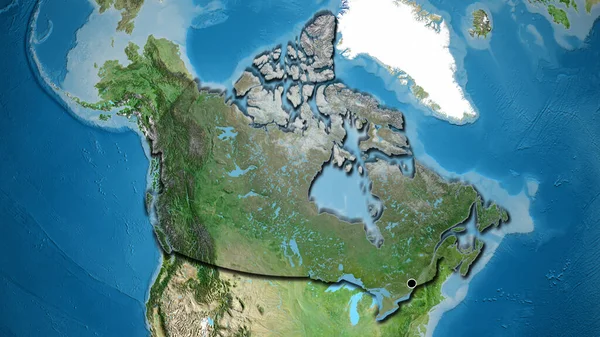 Närbild Kanadas Gränsområde Med Mörk Överlagring Satellitkarta Huvudpunkt Skalade Kanter — Stockfoto
