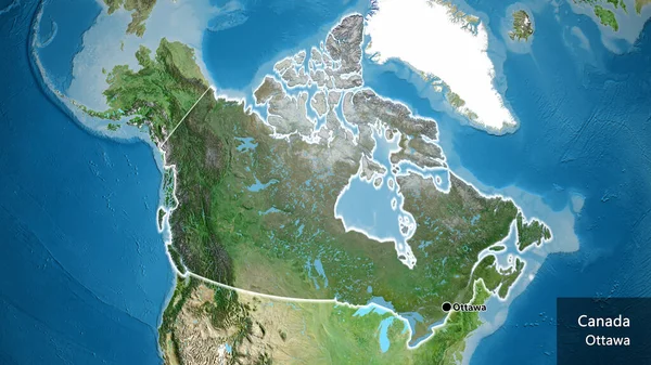 캐나다 지역의 촬영은 지도에 어두운 오버레이로 조명되고 있습니다 국가의 형태로 — 스톡 사진