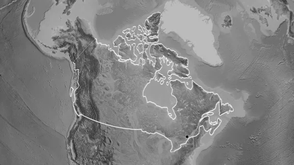 Крупный План Приграничной Зоны Канады Карте Сером Отличный Момент Очертания — стоковое фото