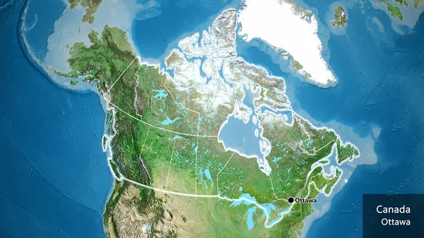 Close Canada Border Area Its Regional Borders Satellite Map Capital — Stock Photo, Image