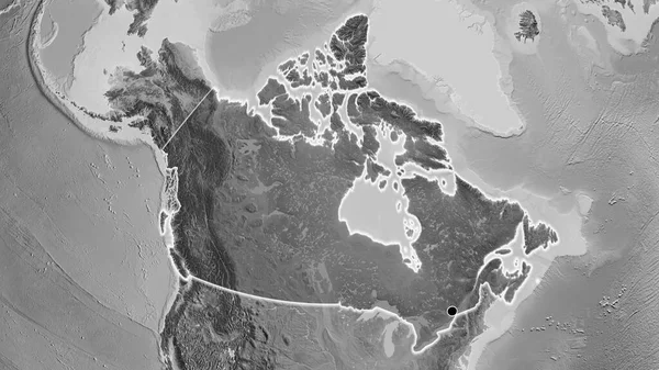 Detailní Záběr Pohraniční Oblasti Kanady Zvýrazňující Tmavou Vrstvu Mapě Stupních — Stock fotografie