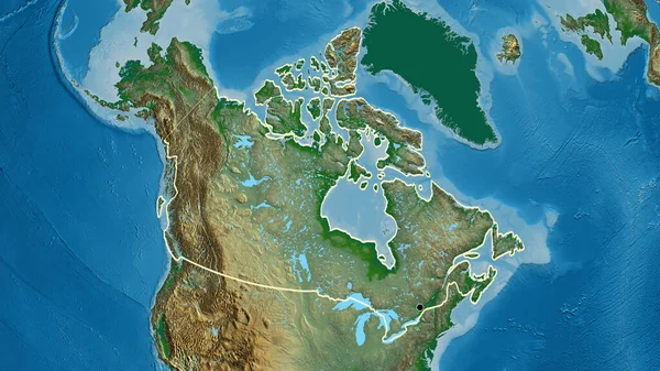 Primer Plano Zona Fronteriza Canadá Mapa Físico Punto Capital Esquema — Foto de Stock