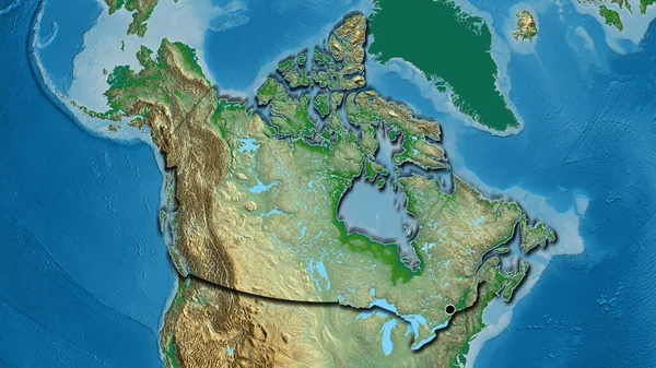 Nahaufnahme Des Kanadischen Grenzgebiets Auf Einer Physischen Karte Kapitalpunkt Abgeschrägte — Stockfoto