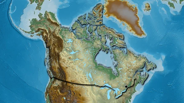 救援地図上のカナダ国境地域の閉鎖 資本ポイント 国の形の縁が隠されている — ストック写真