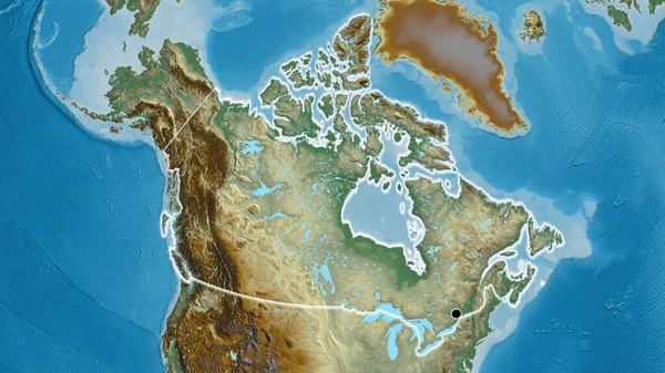 救援地図上のカナダ国境地域の閉鎖 資本ポイント 全国に光る — ストック写真