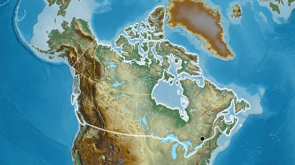 カナダ国境地域とその地域境界線の閉鎖は救援地図上で行われた 資本ポイント 全国に光る — ストック写真