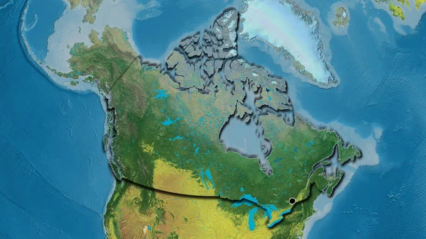 Nahaufnahme Des Kanadischen Grenzgebiets Auf Einer Topografischen Karte Kapitalpunkt Abgeschrägte — Stockfoto