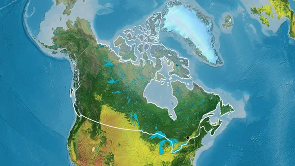 Zbliżenie Strefy Przygranicznej Kanady Mapie Topograficznej Główny Punkt Zarys Kształtu — Zdjęcie stockowe