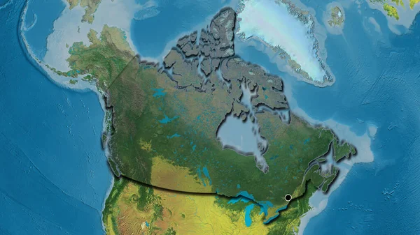 Close Canada Border Area Highlighting Dark Overlay Topographic Map Capital — Stock Photo, Image