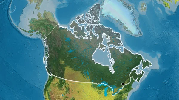 カナダの国境地帯のクローズアップは 地形図上の暗いオーバーレイで強調しています 資本ポイント 全国に光る — ストック写真
