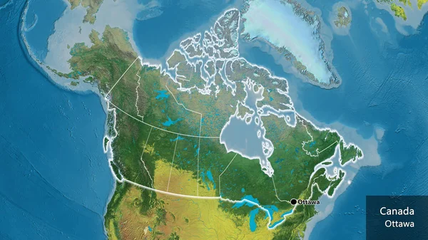 Close Área Fronteiriça Canadá Suas Fronteiras Regionais Mapa Topográfico Ponto — Fotografia de Stock